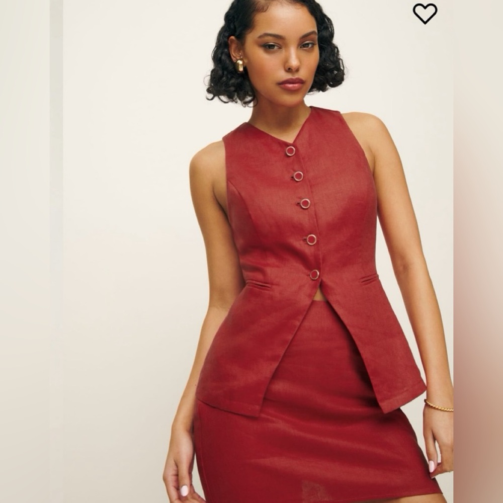 Reformation Aspen Linen Top - Red - Size 4